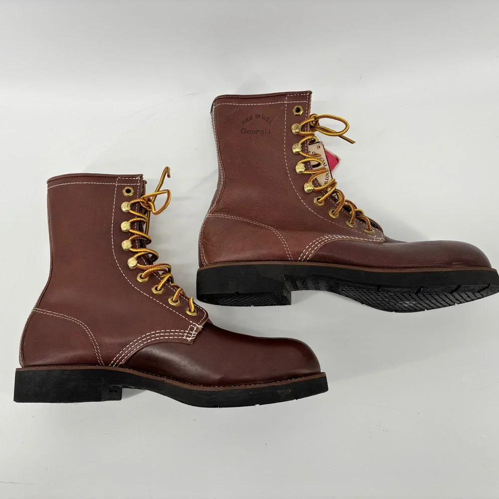 VTG Deadstock Georgia Boot‎ Carbo-Tec Mens Steel Toe Leather Made in USA 7 NWT